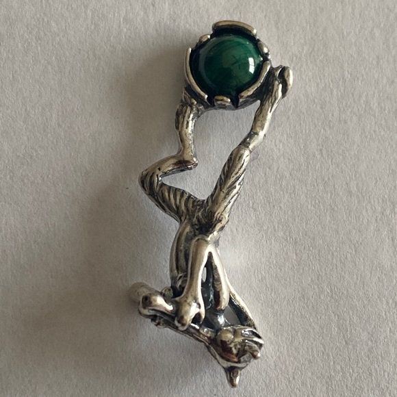Pan Dancer Music Pendant .925 Sterling Silver w/ genuine Malachite gem USA - Picture 6 of 8